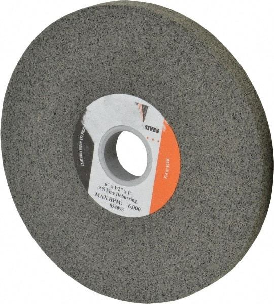 Standard Abrasives - 6" Diam, 1/2" Face Width, 1" Center Hole, Fine Grade, Silicon Carbide Deburring Wheel - Convolute, Hard Density 9 Grade, 6,000 RPM - Benchmark Tooling