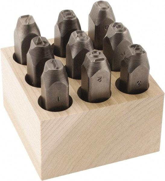 C.H. Hanson - 9 Piece, 3/8" Character Steel Stamp Set - Figures, Reverse - Benchmark Tooling