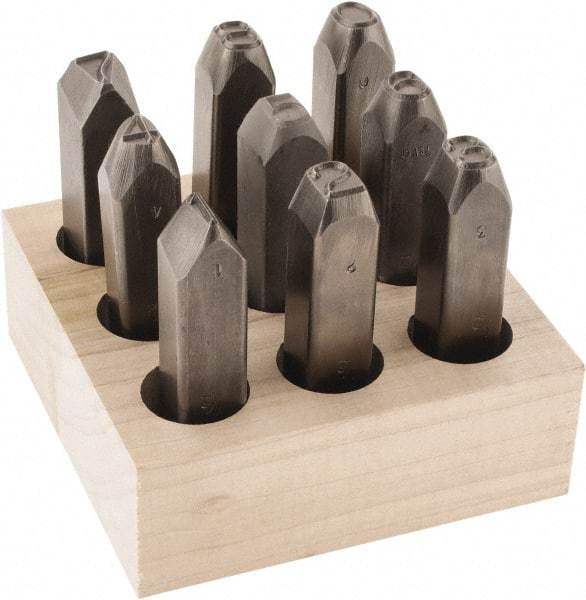 C.H. Hanson - 9 Piece, 1/2" Character Steel Stamp Set - Figures, Reverse - Benchmark Tooling