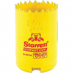 Starrett - 1-7/16" Diam, 1-5/8" Cutting Depth, Hole Saw - High Speed Steel Saw, Toothed Edge - Benchmark Tooling