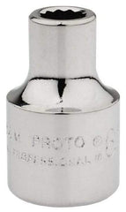 Proto - 3/8" Drive, Standard Hand Socket - 12 Points, 1-3/32" OAL, Chrome Finish - Benchmark Tooling