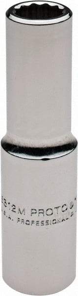 Proto - 1/2" Drive, Deep Hand Socket - 12 Points, 3-1/4" OAL, Chrome Finish - Benchmark Tooling