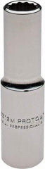 Proto - 1/2" Drive, Deep Hand Socket - 12 Points, 3-1/4" OAL, Chrome Finish - Benchmark Tooling