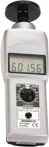 Lenox - Contact Tachometer - 7 Inch Long x 2.4 Inch Wide x 1.8 Inch Meter Thick, 0.1 to 25,000 RPM Measurement - Benchmark Tooling