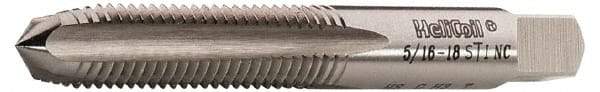 Heli-Coil - #5-40 UNC, H2, 3 Flute, Plug Chamfer, Bright Finish, High Speed Steel Hand STI Tap - 2-1/8" OAL, 3/4" Thread Length, 1/4" Square Length, 0.131" Square Size, 2B Class of Fit - Exact Industrial Supply