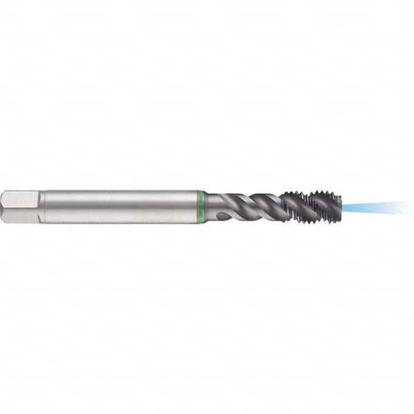 Guhring - M5x0.80 Metric 3 Flute 6H Modified Bottoming Spiral Flute Tap - High Speed Steel, TiCN Finish, 70mm OAL, Right Hand Flute, Right Hand Thread, D3/D4, Series 1152 - Exact Industrial Supply