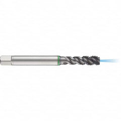 Guhring - M5x0.80 Metric 3 Flute 6H Modified Bottoming Spiral Flute Tap - High Speed Steel, TiCN Finish, 70mm OAL, Right Hand Flute, Right Hand Thread, D3/D4, Series 1152 - Exact Industrial Supply