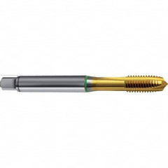 Guhring - M16x2.00 Metric 4 Flute 6H Plug Spiral Flute Tap - High Speed Steel, TiN Finish, 110mm OAL, Right Hand Flute, Right Hand Thread, D13, Series 4331 - Benchmark Tooling
