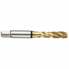 Guhring - 5-44 UNF 2 Flute 2B Modified Bottoming Spiral Flute Tap - High Speed Steel, TiN Finish, 2.205" OAL, Right Hand Flute, Right Hand Thread, H2/H3, Series 3935 - Exact Industrial Supply