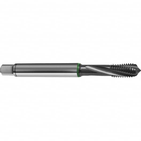 Guhring - M6x1.00 Metric 3 Flute 6H Bottoming Spiral Flute Tap - High Speed Steel, TiCN Finish, 80mm OAL, Right Hand Flute, Right Hand Thread, D4/D5, Series 4154 - Exact Industrial Supply