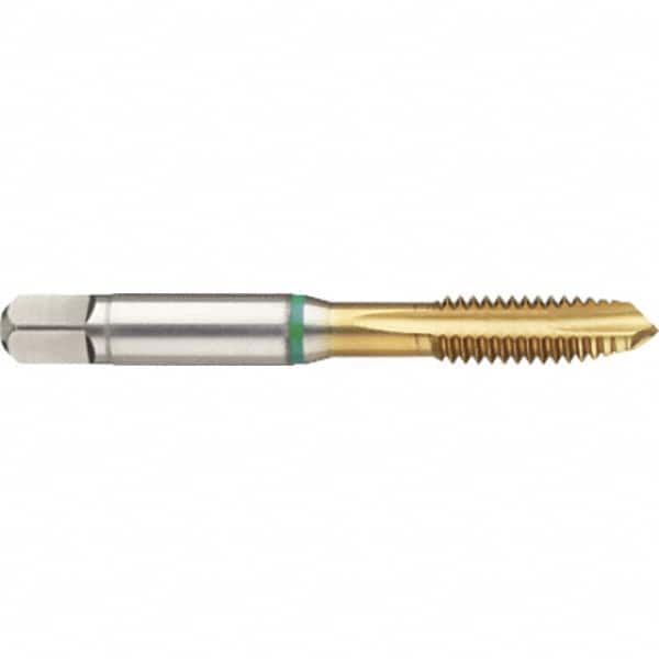 Guhring - #10-24 UNC 3 Flute 3B Plug Spiral Flute Tap - High Speed Steel, TiN Finish, 2-1/2" OAL, H3/H4, Series 3390 - Exact Industrial Supply