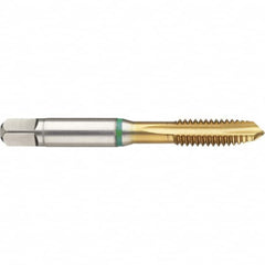 Guhring - #10-24 UNC 3 Flute 3B Plug Spiral Flute Tap - High Speed Steel, TiN Finish, 2-1/2" OAL, H3/H4, Series 3390 - Exact Industrial Supply