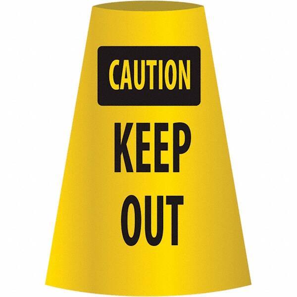 NMC - Caution - Keep Out, 21-3/4" Wide x 11" High, Polyethylene Floor Sign - Cone, Black on Yellow, For Restroom, Janitorial & Housekeeping - Benchmark Tooling