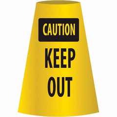 NMC - Caution - Keep Out, 21-3/4" Wide x 11" High, Polyethylene Floor Sign - Cone, Black on Yellow, For Restroom, Janitorial & Housekeeping - Benchmark Tooling
