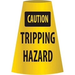 NMC - Caution - Tripping Hazard, 21-3/4" Wide x 11" High, Polyethylene Floor Sign - Cone, Black on Yellow, For Restroom, Janitorial & Housekeeping - Benchmark Tooling