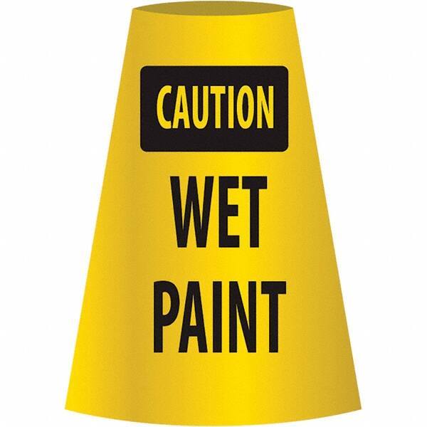 NMC - Caution - Wet Paint, 21-3/4" Wide x 11" High, Polyethylene Floor Sign - Cone, Black on Yellow, For Restroom, Janitorial & Housekeeping - Benchmark Tooling