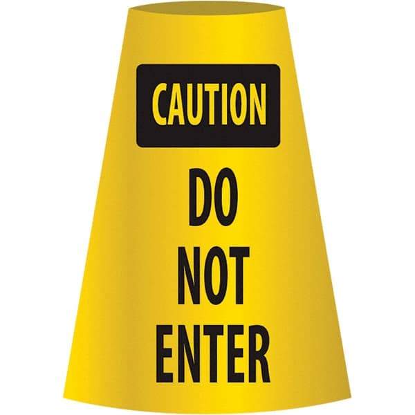 NMC - Caution - Do Not Enter, 21-3/4" Wide x 11" High, Polyethylene Floor Sign - Cone, Black on Yellow, For Restroom, Janitorial & Housekeeping - Benchmark Tooling