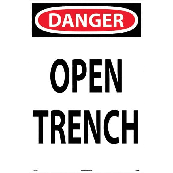 NMC - "Open Trench", 36" Long x 24" Wide, Rigid Plastic Safety Sign - Rectangular, Use for Workplace/Safety - Benchmark Tooling