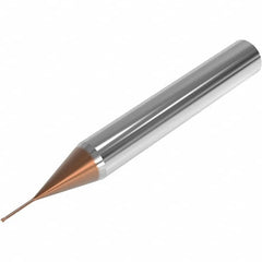 Seco - 1mm, 2 Flute, Single End, Solid Carbide, 0.05mm Corner Radius End Mill - 50mm OAL, 28° Helix, Right Hand Flute, 0.75mm LOC, Right Hand Cut, 10mm Extended Reach - Benchmark Tooling