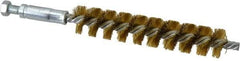 Schaefer Brush - 4" Brush Length, 3/4" Diam, Double Stem, Single Spiral Tube Brush - 6-1/4" Long, Brass, 1/4-28 Male Connection - Benchmark Tooling