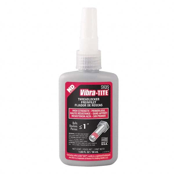 Vibra-Tite - 50 mL Bottle, Red, High Strength Primerless Threadlocker - Benchmark Tooling