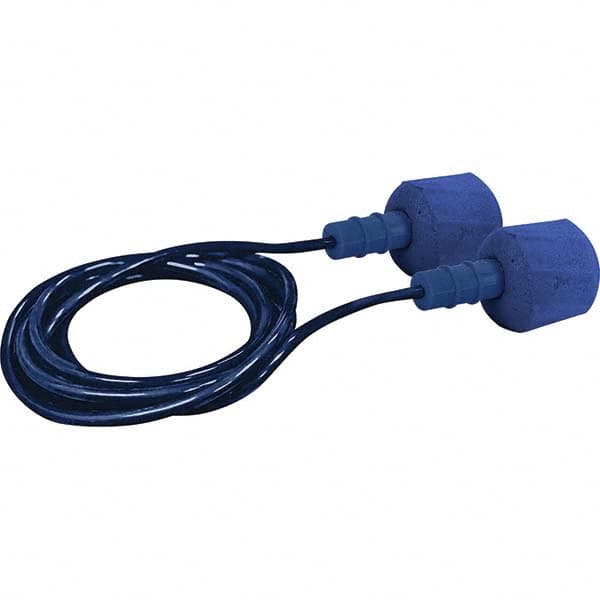 Earplug: Polyurethane, Barrel, Push-In Stem, Corded Blue