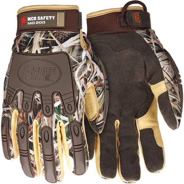 MCR Safety - Size M Synthetic Suede Work Gloves - For Cold Weather, Uncoated, Adjustable Closure Cuff, Full Fingered, Camouflage, Paired - Benchmark Tooling