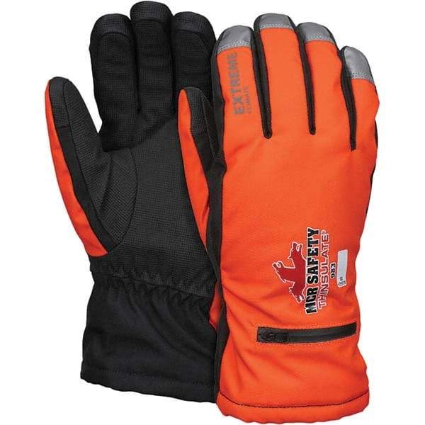 MCR Safety - Size L Synthetic Blend Work Gloves - For Cold Weather, Uncoated, Slip-On Cuff, Full Fingered, Orange, Paired - Benchmark Tooling