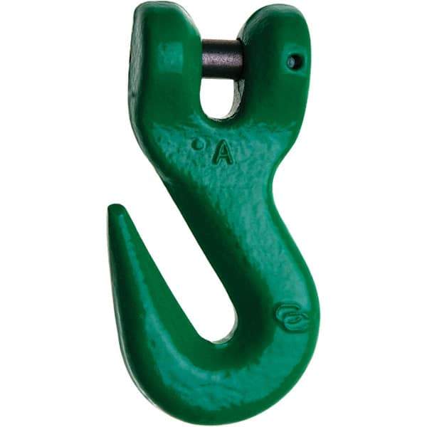 Campbell - 1/2" Chain Diam, 100 Chain Grade Clevis Hook - 15,000 Lb Capacity, 9/16" ID, 5/8" Pin Diam, 21/32" Hook Throat, 6-15/32" OAL, 3-1/2" Hook Width - Benchmark Tooling