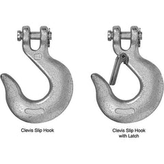 Campbell - 5/16" Chain Diam, 43 Chain Grade Clevis Hook - 3,900 Lb Capacity, 1/2" ID, 7/16" Pin Diam, 1" Hook Throat, 4-7/8" OAL, 3-1/8" Hook Width - Benchmark Tooling