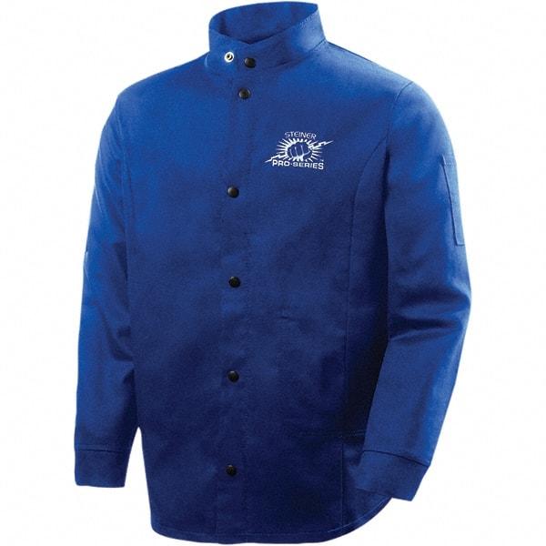 Steiner - Size 4XL Welding, Flame Resistant/Retardant Jacket - Blue, Cotton, Snaps Closure - Benchmark Tooling