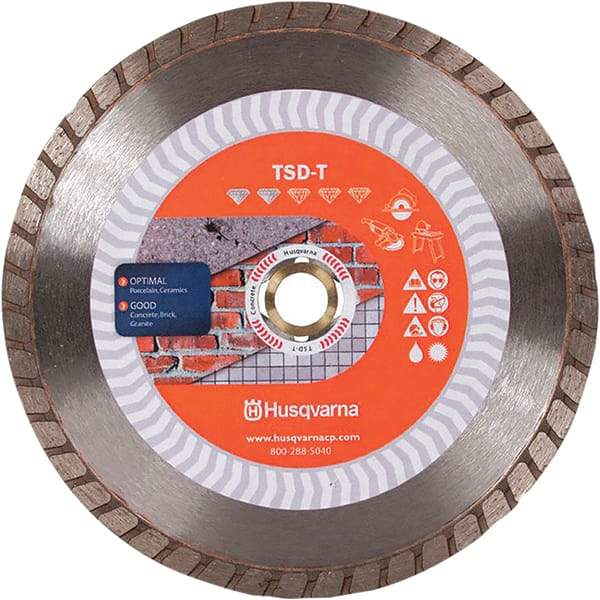 Husqvarna - 7" Diam, 5/8 & 7/8" Arbor Hole Diam, Continuous Edge Tooth Wet & Dry Cut Saw Blade - Diamond-Tipped, Fast Cutting & Smooth Action, Standard Round Arbor - Benchmark Tooling