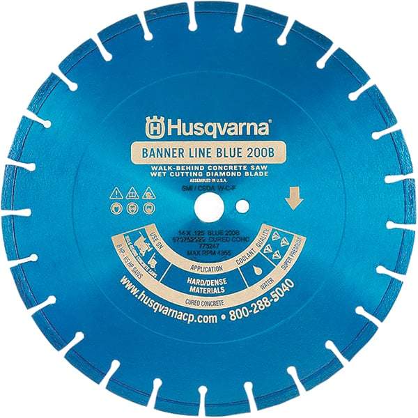 Husqvarna - 24" Diam, 1" Arbor Hole Diam, Continuous Edge Tooth Wet & Dry Cut Saw Blade - Diamond-Tipped, General Purpose Action, Standard Round Arbor - Benchmark Tooling