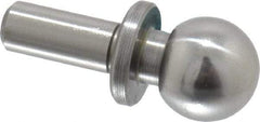 Jergens - 3/8" Ball Diam, 3/16" Shank Diam, Steel Inspection Tooling Ball - Slip-Fit Shank, 3/4" Ball Center to Shank Bottom, 0.3" Ball Center to Shoulder Bottom, with Shoulder - Benchmark Tooling