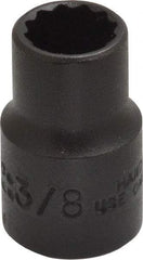 Proto - 3/8", 3/8" Drive, Standard Hand Socket - 12 Points, 1-3/32" OAL, Alloy Steel, Black Finish - Benchmark Tooling