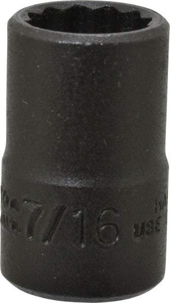Proto - 7/16", 3/8" Drive, Standard Hand Socket - 12 Points, 1-3/32" OAL, Alloy Steel, Black Finish - Benchmark Tooling