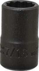 Proto - 7/16", 3/8" Drive, Standard Hand Socket - 12 Points, 1-3/32" OAL, Alloy Steel, Black Finish - Benchmark Tooling
