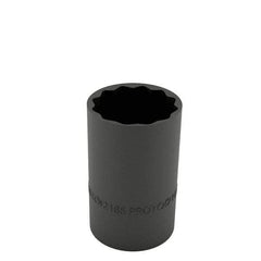 Proto - 1/2", 3/8" Drive, Standard Hand Socket - 12 Points, 1-1/8" OAL, Alloy Steel, Black Finish - Benchmark Tooling