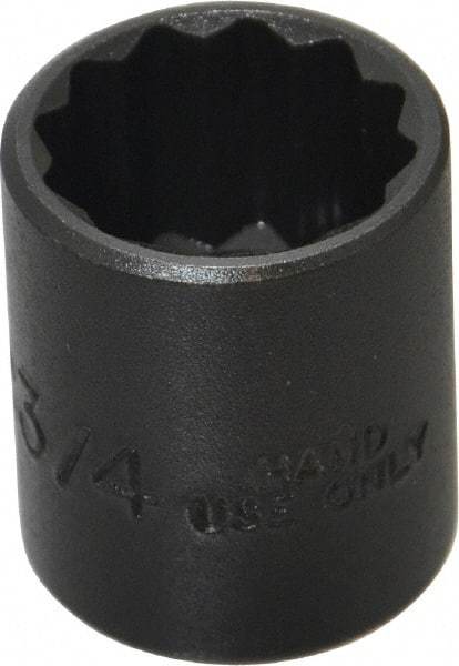 Proto - 3/4", 3/8" Drive, Standard Hand Socket - 12 Points, 1-3/16" OAL, Alloy Steel, Black Finish - Benchmark Tooling