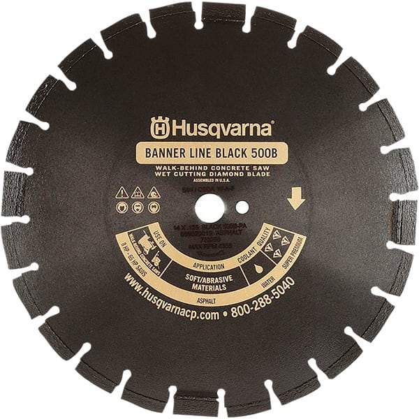 Husqvarna - 20" Diam, 1" Arbor Hole Diam, Continuous Edge Tooth Wet & Dry Cut Saw Blade - Diamond-Tipped, General Purpose Action, Standard Round Arbor - Benchmark Tooling