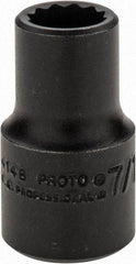 Proto - 7/16", 1/2" Drive, Standard Hand Socket - 12 Points, 1-1/2" OAL, Alloy Steel, Black Finish - Benchmark Tooling