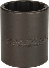 Proto - 1-1/8", 1/2" Drive, Standard Hand Socket - 12 Points, 1-3/4" OAL, Alloy Steel, Black Finish - Benchmark Tooling