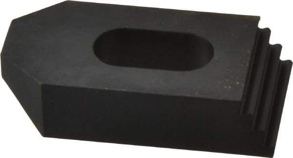 Jergens - 1/2" Stud, Low Carbon Steel, Plain Strap Clamp - 1/2" Travel, 2-1/2" OAL x 1-1/4" Wide x 5/8" High, Black Oxide Finish, Tapered Nose - Benchmark Tooling