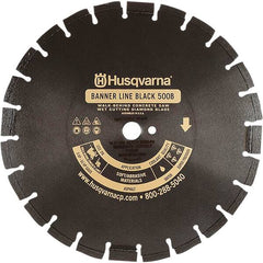 Husqvarna - 14" Diam, 1" Arbor Hole Diam, Continuous Edge Tooth Wet & Dry Cut Saw Blade - Diamond-Tipped, General Purpose Action, Standard Round Arbor - Benchmark Tooling