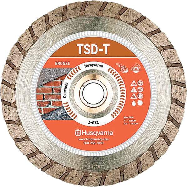 Husqvarna - 4" Diam, 5/8, 7/8 & 25/32" Arbor Hole Diam, Continuous Edge Tooth Wet & Dry Cut Saw Blade - Diamond-Tipped, Fast Cutting & Smooth Action, Standard Round Arbor - Benchmark Tooling