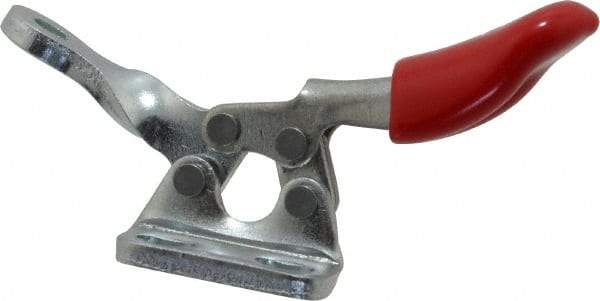 De-Sta-Co - 60 Lb Holding Capacity, Horizontal Handle, Manual Hold Down Toggle Clamp - 82° Handle Movement, 94° Bar Opening, Solid Bar, Left Flanged Base, Electro-Plated Zinc, Carbon Steel - Benchmark Tooling