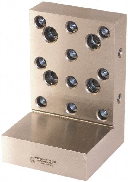 Suburban Tool - 4" Wide x 6" Deep x 4" High Steel Precision-Ground Angle Plate - Standard Plate, Machined Holes on Surface, Open End, 1-1/4" Thick, Pair of Plates - Benchmark Tooling