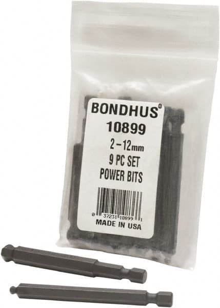 Bondhus - Hex Drive Bit Sets - MP 2-12MM 9PC POWER BIT SET-BONDHUS - Benchmark Tooling