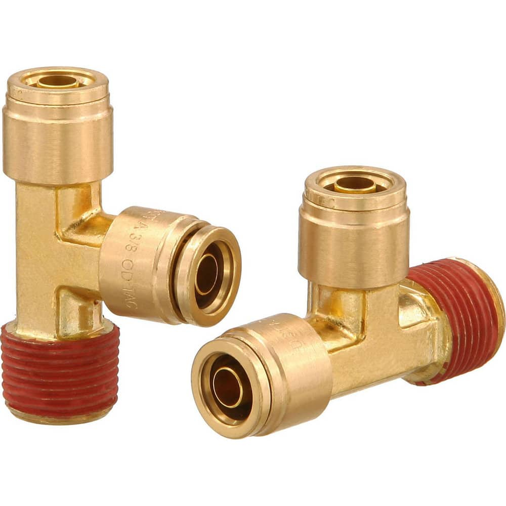 Metal Push-To-Connect Tube Fittings; Fitting Type: TEE RUN; Connection Type: Push-to-Connect x MNPT; Material: Brass; Thread Size: 3/8″; Tube Outside Diameter: 3/8; Fitting Shape: Tee; Maximum Working Pressure (Psi