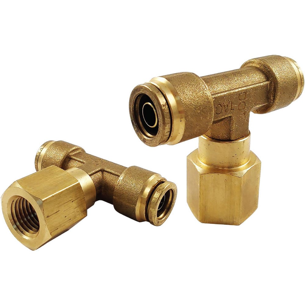 Metal Push-To-Connect Tube Fittings; Fitting Type: TEE BRCH SWV; Connection Type: Push-to-Connect x FNPT; Material: Brass; Thread Size: 1/8″; Tube Outside Diameter: 1/4; Fitting Shape: 90 ™ Elbow; Maximum Working Pressure (Psi - 3 Decimals): 250.000; Stan